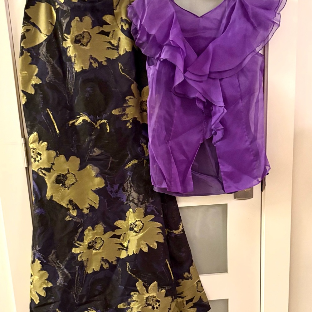Chic Purple and Gold Floral Maxi Dress